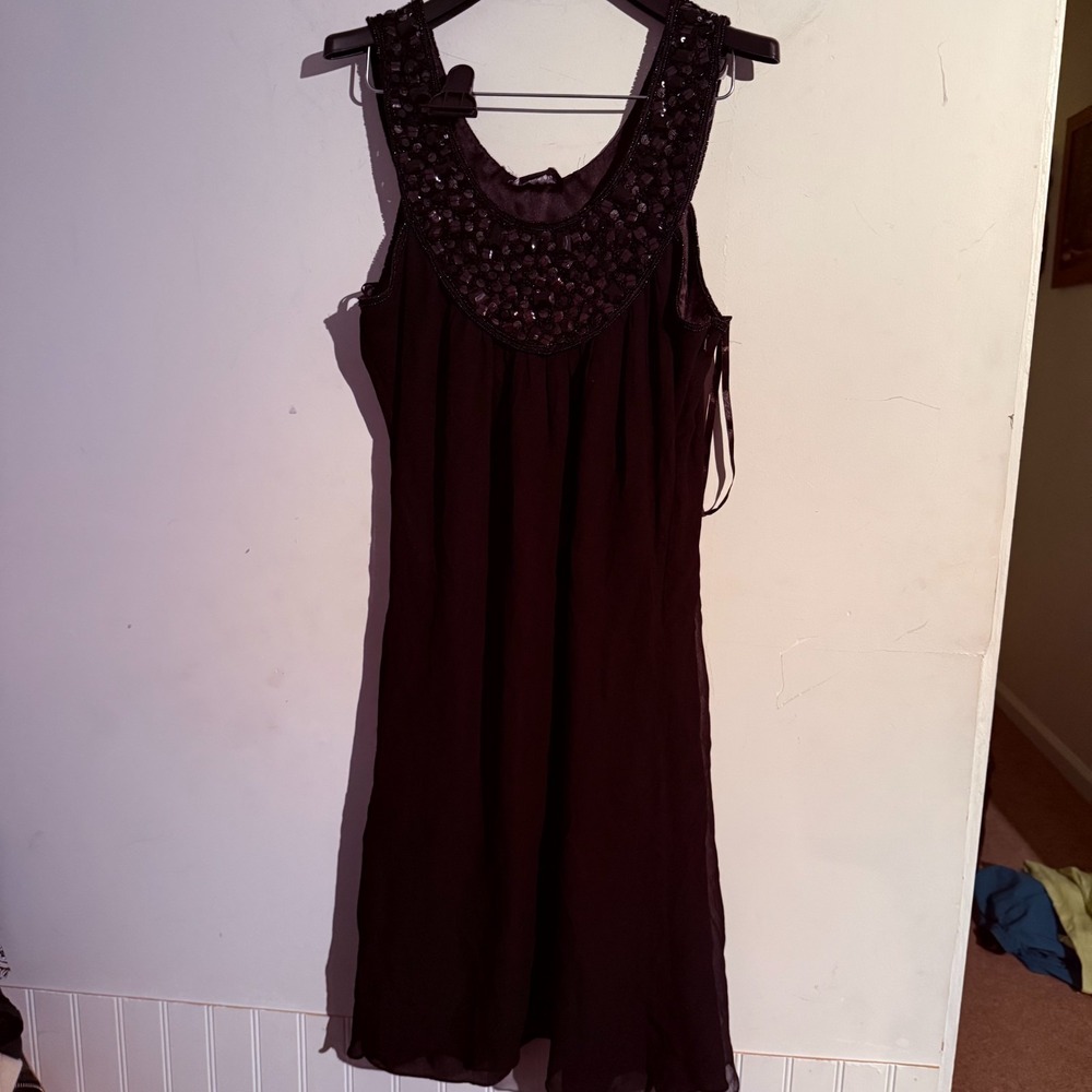 Aftershock‎ Large Dress Black Hand Beaded Silk Elegant Flapper NWT